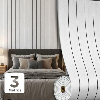 Imagem de Kit 5 Revestimento Ripado 3D Autoadesivo Madeira 300x60cm Placa Grande Impermeável Flexível Parede Decorativa