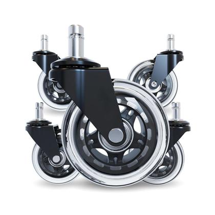 Imagem de Kit 5 Rodas Anti Risco Universal 75mm Para Cadeira De Escritório Giratória Móveis Gamer