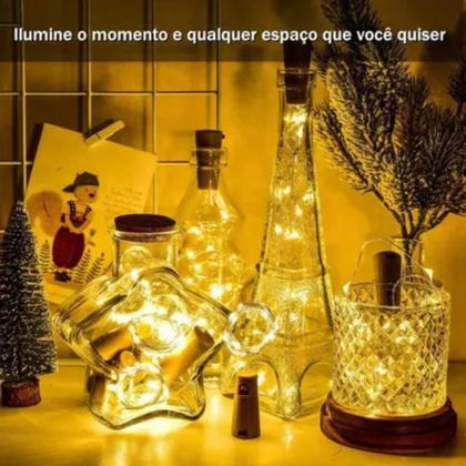 Imagem de Kit 5 Rolhas Fio De Luz 1 Mts Fada Com 10 Leds Branco Quente