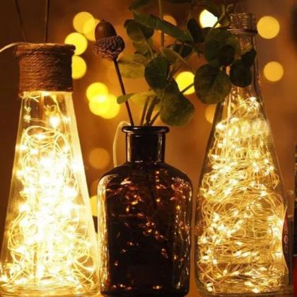 Imagem de Kit 5 Rolhas Fio De Luz 1 Mts Fada Com 10 Leds Branco Quente