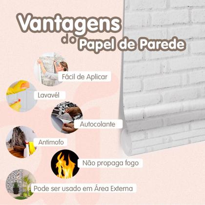 Imagem de Kit 5 Rolos Papel Parede Vinil Fosco PVC 300x51cm - Aplicação Fácil - Lavável - Antimofo - Não Tóxico - Antichamas