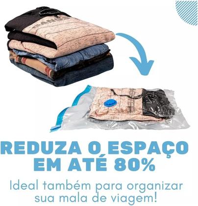 Imagem de Kit 5 Saco a Vácuo 50x60cm Organizador Hermético para Mala de Viagem Guarda Roupa + Bomba