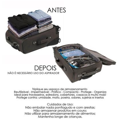 Imagem de Kit 5 Saco para Armazenagem a Vácuo Vac Bag Impermeável Trip Bag Para Viagem 60 x 40 cm