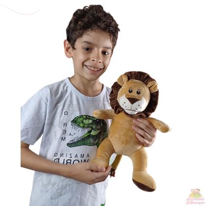 Imagem de Kit 5 Safari De Pelúcia Nacional Presente Nicho Brinquedo Decoração Festa Bebê Deluxe Elefante Girafa Leão Macaco Hipopótamo