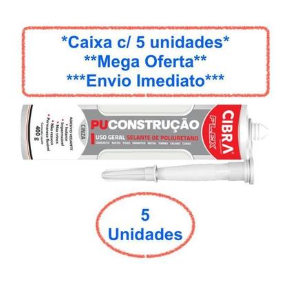 Imagem de Kit 5 Selante Pu Cola de Poliuretano Cibra Flex 400g Cinza