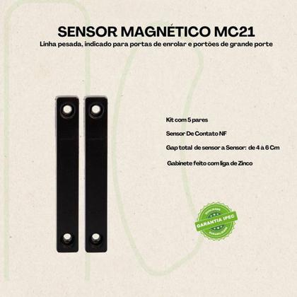 Imagem de Kit 5 sensor magnético com fio mc21 linha pesada ipec