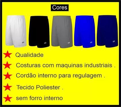 Imagem de Kit 5 Short Calção Futebol River Academia Corrida Esportivo Bermuda Treino Cores
