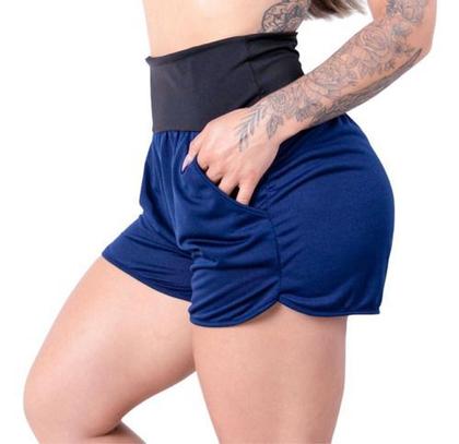 Imagem de Kit 5 Short Com Bolsos Feminino Dry Fit Tecido Furadinho Seca Rápido - Fitmoda