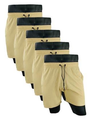 Imagem de KIT 5 Shorts Bermudas masculino tactel com elastano moda praia  futebal sacagem rapido conforto