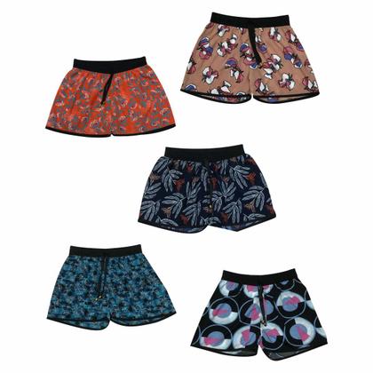 Imagem de Kit 5 Shorts Viscose Estampado Feminino Verão Malha Fresca