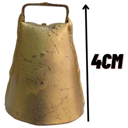 Imagem de kit 5 Sino de latão 4cm Cincerro para Cabras Bode Cabritos Bezerros Garrotes Boi Vaca Touro