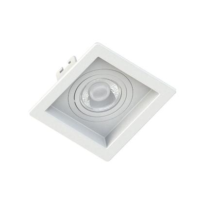 Imagem de Kit 5 Spot Embutir Quadrado Recuado Mini Dicroica Mr11 Branco + Lâmpada LED 4w 2700k