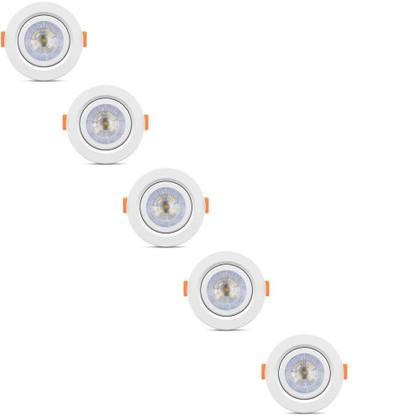 Imagem de Kit 5 spot led elgin luminária mr16 5w 6500k branco frio direcionável redondo