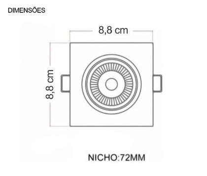 Imagem de Kit 5 Spot Led Embutir Direcionável Quadrado Branco Frio