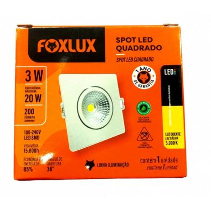 Imagem de Kit 5 spot led mini 3w bivolt 3000k quadrado foxlux led90.76