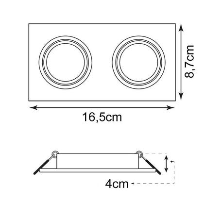 Imagem de KIT 5 SPOT LED QUADRADO DUPLO DIRECIONAVEL EMBUTIR 10W 4000k CORPO BRANCO GALAXY