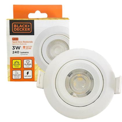 Imagem de Kit 5 Spot Led Redondo Embutir 3w Direcionavel Branco Neutro 4000K