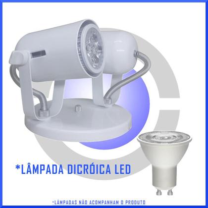 Imagem de Kit 5 Spot Luminária Sobrepor em Aluminio p/ 2 Lâmpadas Dicroica LED Moderna GU10 Bivolt Residencial