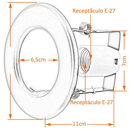 Imagem de Kit 5 Spots Brancos de Embutir para 1 lâmpada Foco Fixo