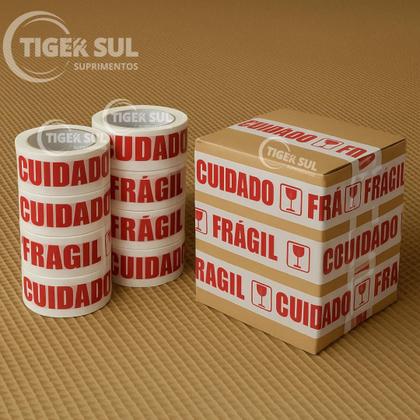 Imagem de Kit 5 Stretch Preto 2 Fitas Cuidado Frágil 48mm x 100m