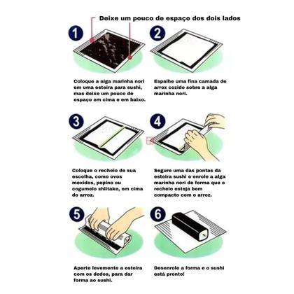 Imagem de Kit 5 Sushi Mat Esteira Para Sushi Sudare Quadrado Bambu Comida Japonesa