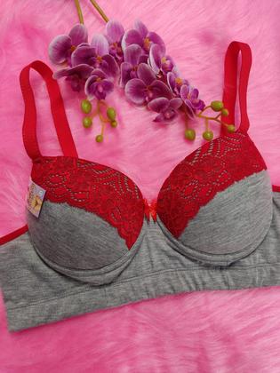 Imagem de KIT 5 sutiã PLUS SIZE reforçado com bojo mescla algodão alça reforçada lingerie confortável (mesclado)