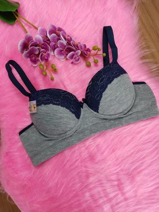 Imagem de KIT 5 sutiã PLUS SIZE reforçado com bojo mescla algodão alça reforçada lingerie confortável (mesclado)