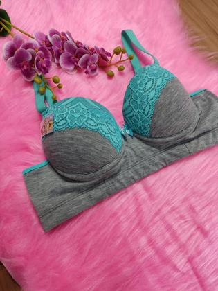 Imagem de KIT 5 sutiã PLUS SIZE reforçado com bojo mescla algodão alça reforçada lingerie confortável (mesclado)