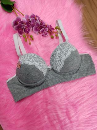 Imagem de KIT 5 sutiã PLUS SIZE reforçado com bojo mescla algodão alça reforçada lingerie confortável (mesclado)