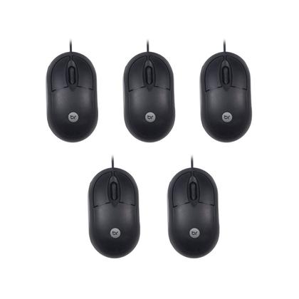 Imagem de Kit 5 Teclados e 5 Mouses USB Preto C/ Fio Precisao Conforto