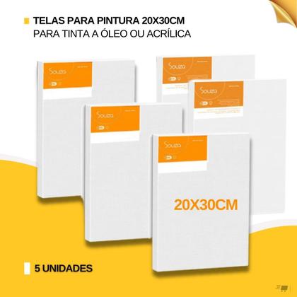 Imagem de Kit 5 Telas de Pintura 20x30cm Tinta a Oleo ou Acrilica