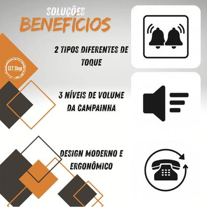 Imagem de Kit 5 Telefones Fixos com Fio Intelbras TC 50 Instalação Mesa ou Parede Escritório Hotéis Motel