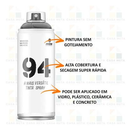 Imagem de Kit 5 Tinta Spray Fosca 94mtn 400ml Cores Grafite Multiuso