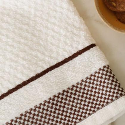 Imagem de Kit 5 Toalha Pano de Copa Prato Jacquard Atoalhado Felpudo 45x70 cm 100 Algodão