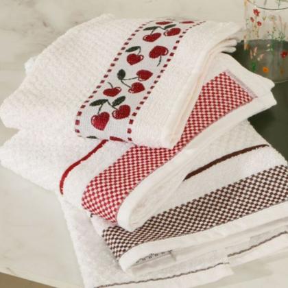 Imagem de Kit 5 Toalha Pano de Copa Prato Jacquard Atoalhado Felpudo 45x70 cm 100 Algodão