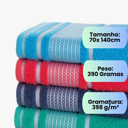 Imagem de Kit 5 Toalhas Banhão Macia Atenas Premium - 70cm x 140cm 100% Algodão