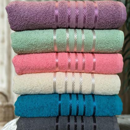 Imagem de Kit 5 Toalhas Banho Macia Oslo Felpuda 300 g/m2 Cores Sortidas