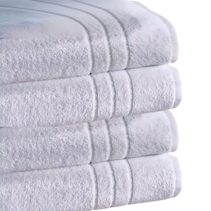 Imagem de Kit 5 Toalhas de Banho Brancas Hotel 100 Algodão 400g Felpuda Macia