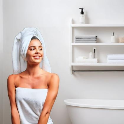 Imagem de Kit 5 Toalhas de Banho Brancas Hotel 100 Algodão 400g Felpuda Macia