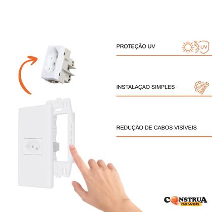 Imagem de Kit 5 Tomada 2p+t 10a Apoio Lissê Conjunto Espelho 4x2 250v Branco