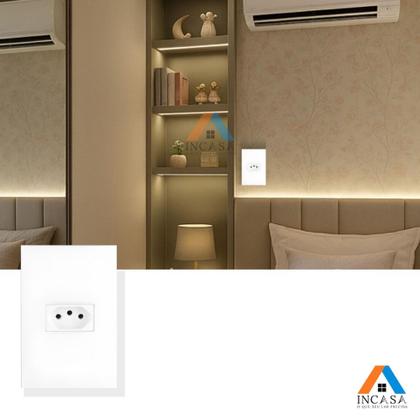 Imagem de Kit 5 Tomada 2p+t 10a Apoio Lissê Conjunto Espelho 4x2 250v Branco