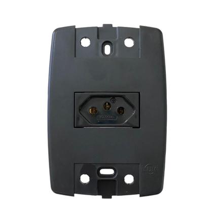 Imagem de Kit 5 Tomada Elétrica Preta 2P+T 20A 250V Placa 4X2 Ilumi