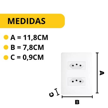 Imagem de Kit 5 Tomada Habitat Dupla Distanciada 20A Branco Fame 2310