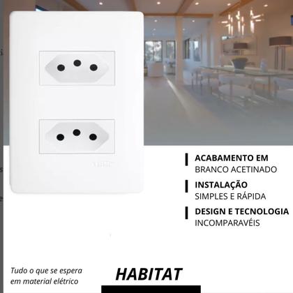 Imagem de Kit 5 Tomada Habitat Dupla Distanciada 20A Branco Fame 2310