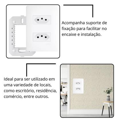 Imagem de Kit 5 Tomada Habitat Dupla Distanciada 20A Branco Fame 2310
