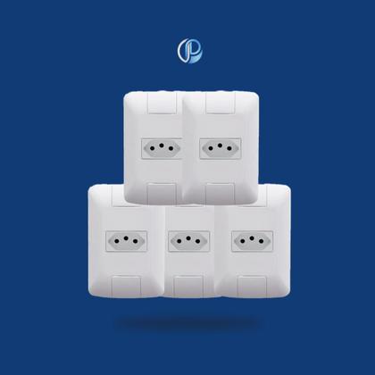 Imagem de Kit 5 Tomada Simples 20A 250V Aria Branco Tramontina