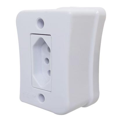 Imagem de Kit 5 Tomada Simples 2p+t 10A Sobrepor Externo Com Placa Espelho Branco Linha Viena Bivolt 127v e 250v