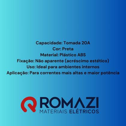 Imagem de KIt 5 Tomadas 4x2 Placa 2P+T Preto 20A Canoa Romazi Fosco