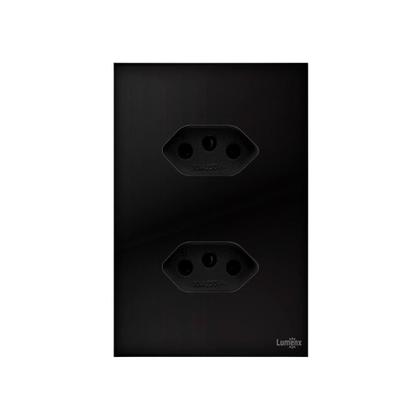 Imagem de Kit 5 Tomadas Dupla 20A Glass Espelho 4x2 Acrilico Preto