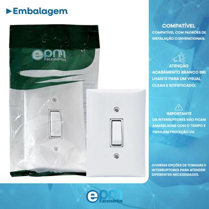 Imagem de Kit 5 Tomadas Simples 2p+t 10A + 5 Interruptores Simples 1 Tecla Com Espelho Branco Bivolt 127V e 250V 